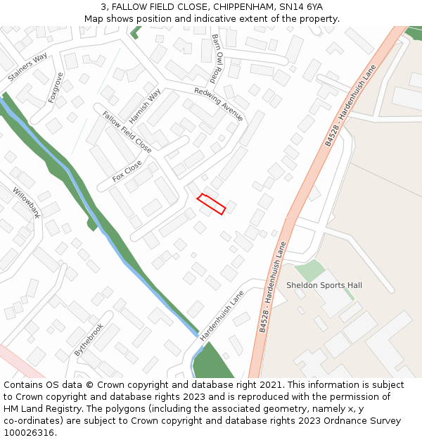 3, FALLOW FIELD CLOSE, CHIPPENHAM, SN14 6YA: Location map and indicative extent of plot