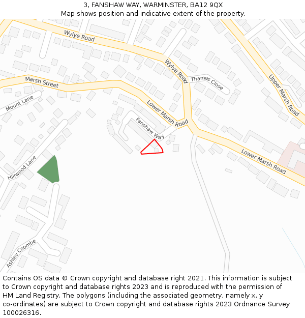 3, FANSHAW WAY, WARMINSTER, BA12 9QX: Location map and indicative extent of plot