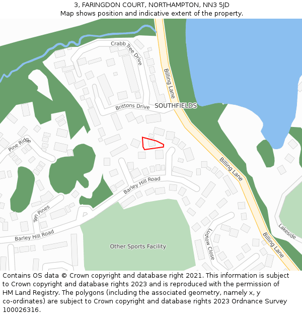 3, FARINGDON COURT, NORTHAMPTON, NN3 5JD: Location map and indicative extent of plot