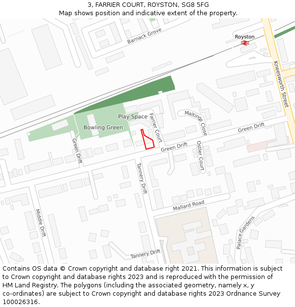 3, FARRIER COURT, ROYSTON, SG8 5FG: Location map and indicative extent of plot