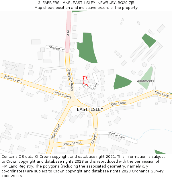 3, FARRIERS LANE, EAST ILSLEY, NEWBURY, RG20 7JB: Location map and indicative extent of plot