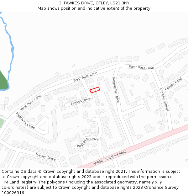 3, FAWKES DRIVE, OTLEY, LS21 3NY: Location map and indicative extent of plot