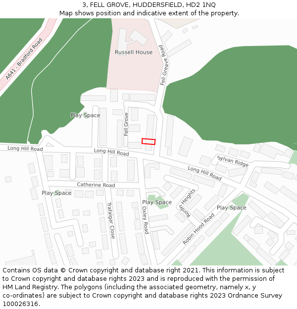 3, FELL GROVE, HUDDERSFIELD, HD2 1NQ: Location map and indicative extent of plot