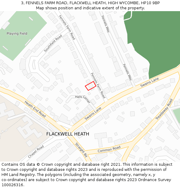 3, FENNELS FARM ROAD, FLACKWELL HEATH, HIGH WYCOMBE, HP10 9BP: Location map and indicative extent of plot