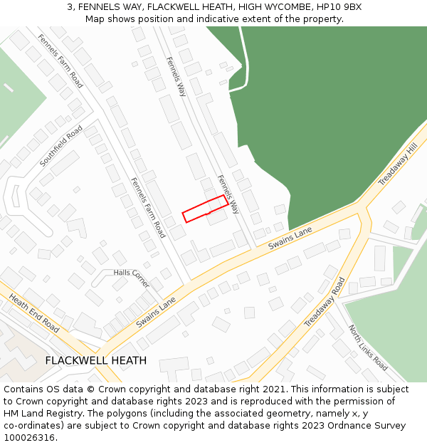 3, FENNELS WAY, FLACKWELL HEATH, HIGH WYCOMBE, HP10 9BX: Location map and indicative extent of plot