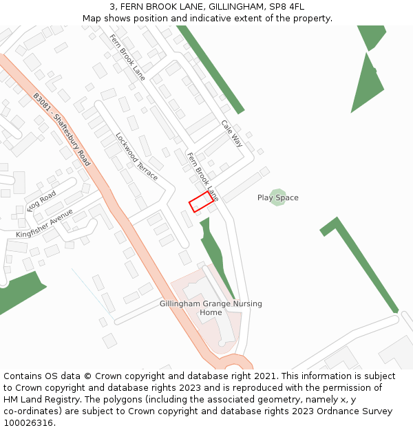 3, FERN BROOK LANE, GILLINGHAM, SP8 4FL: Location map and indicative extent of plot