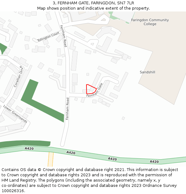 3, FERNHAM GATE, FARINGDON, SN7 7LR: Location map and indicative extent of plot
