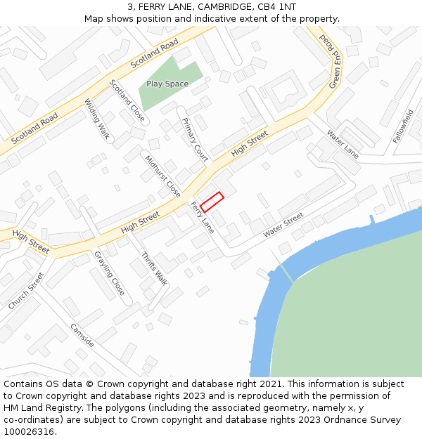 3, FERRY LANE, CAMBRIDGE, CB4 1NT: Location map and indicative extent of plot