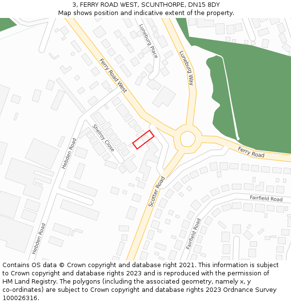 3, FERRY ROAD WEST, SCUNTHORPE, DN15 8DY: Location map and indicative extent of plot