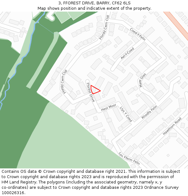 3, FFOREST DRIVE, BARRY, CF62 6LS: Location map and indicative extent of plot