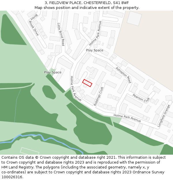 3, FIELDVIEW PLACE, CHESTERFIELD, S41 8WF: Location map and indicative extent of plot