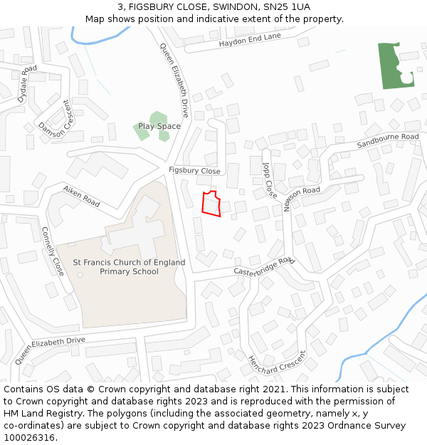 3, FIGSBURY CLOSE, SWINDON, SN25 1UA: Location map and indicative extent of plot