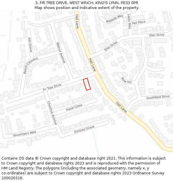 3, FIR TREE DRIVE, WEST WINCH, KING'S LYNN, PE33 0PR: Location map and indicative extent of plot