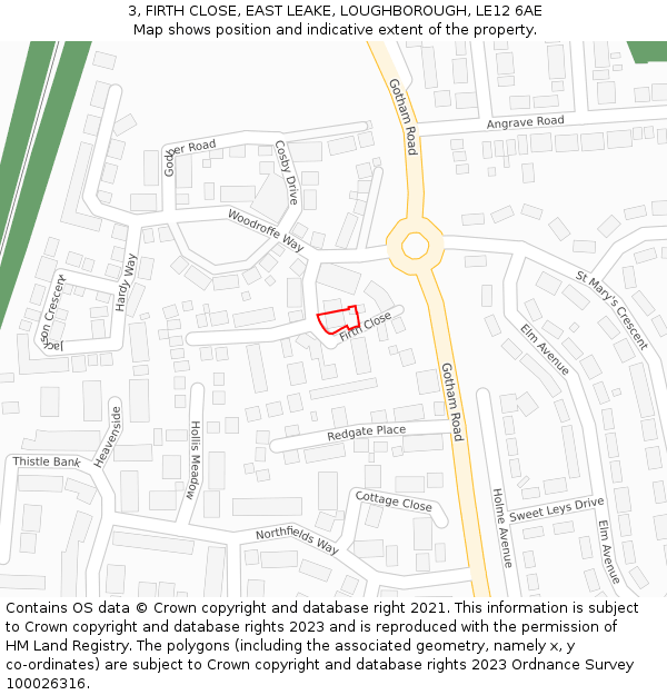 3, FIRTH CLOSE, EAST LEAKE, LOUGHBOROUGH, LE12 6AE: Location map and indicative extent of plot