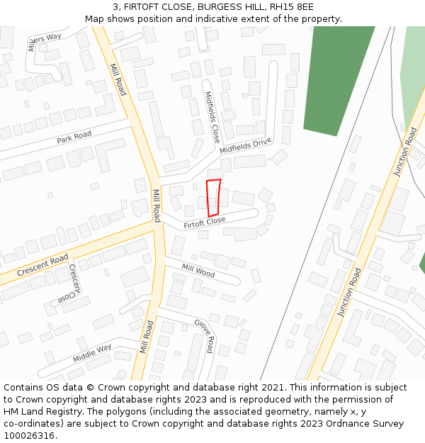 3, FIRTOFT CLOSE, BURGESS HILL, RH15 8EE: Location map and indicative extent of plot