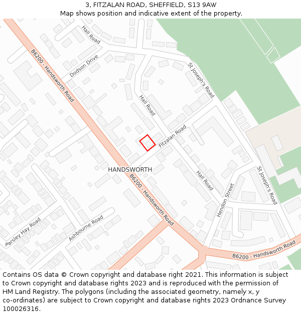 3, FITZALAN ROAD, SHEFFIELD, S13 9AW: Location map and indicative extent of plot