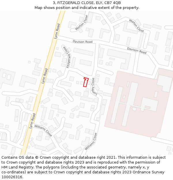 3, FITZGERALD CLOSE, ELY, CB7 4QB: Location map and indicative extent of plot