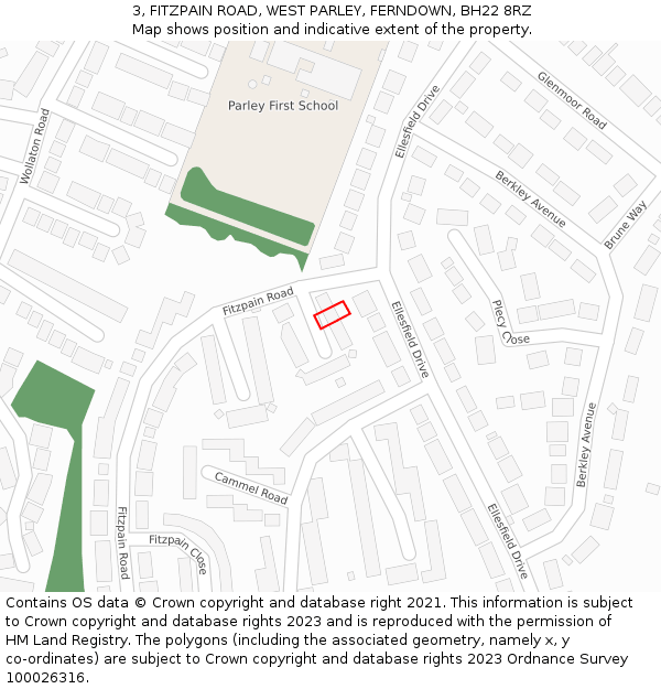 3, FITZPAIN ROAD, WEST PARLEY, FERNDOWN, BH22 8RZ: Location map and indicative extent of plot