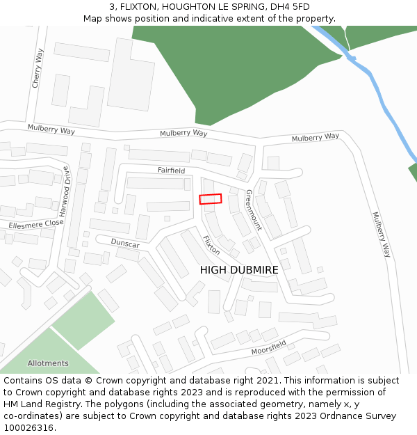 3, FLIXTON, HOUGHTON LE SPRING, DH4 5FD: Location map and indicative extent of plot