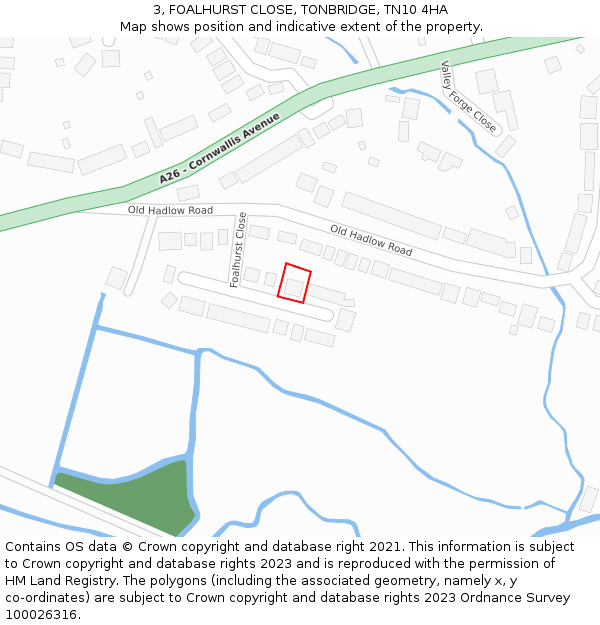 3, FOALHURST CLOSE, TONBRIDGE, TN10 4HA: Location map and indicative extent of plot
