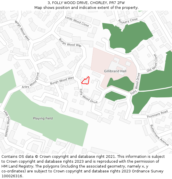 3, FOLLY WOOD DRIVE, CHORLEY, PR7 2FW: Location map and indicative extent of plot