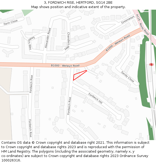 3, FORDWICH RISE, HERTFORD, SG14 2BE: Location map and indicative extent of plot