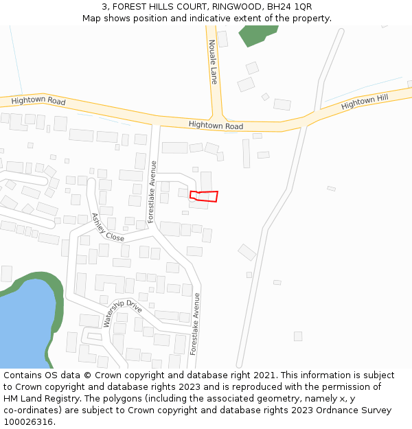 3, FOREST HILLS COURT, RINGWOOD, BH24 1QR: Location map and indicative extent of plot