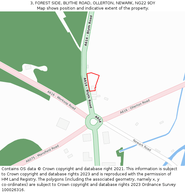 3, FOREST SIDE, BLYTHE ROAD, OLLERTON, NEWARK, NG22 9DY: Location map and indicative extent of plot