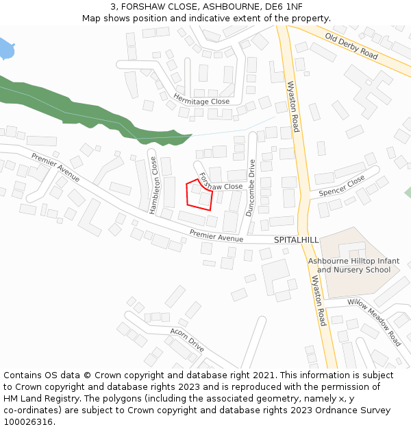 3, FORSHAW CLOSE, ASHBOURNE, DE6 1NF: Location map and indicative extent of plot