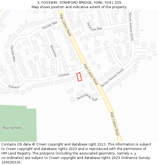 3, FOSSWAY, STAMFORD BRIDGE, YORK, YO41 1DS: Location map and indicative extent of plot