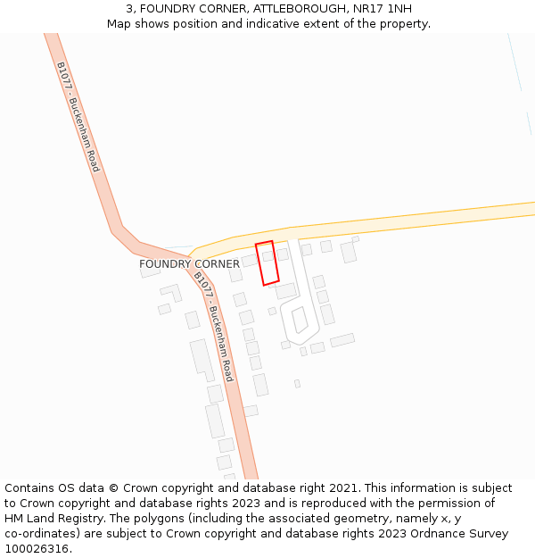 3, FOUNDRY CORNER, ATTLEBOROUGH, NR17 1NH: Location map and indicative extent of plot