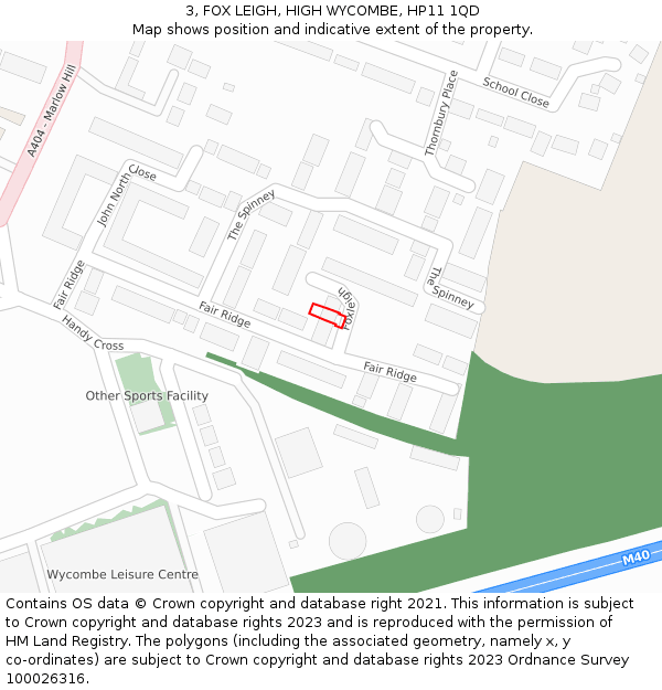 3, FOX LEIGH, HIGH WYCOMBE, HP11 1QD: Location map and indicative extent of plot