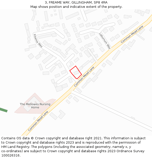 3, FREAME WAY, GILLINGHAM, SP8 4RA: Location map and indicative extent of plot
