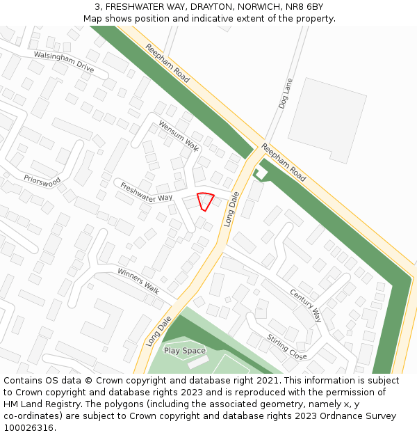 3, FRESHWATER WAY, DRAYTON, NORWICH, NR8 6BY: Location map and indicative extent of plot