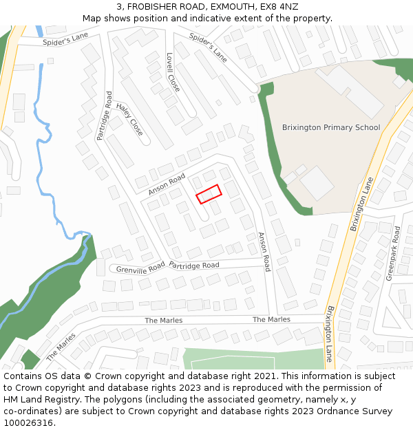 3, FROBISHER ROAD, EXMOUTH, EX8 4NZ: Location map and indicative extent of plot