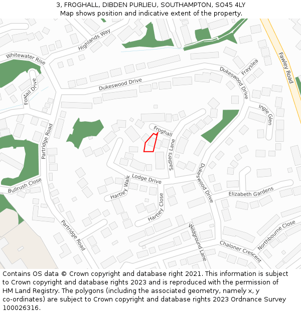 3, FROGHALL, DIBDEN PURLIEU, SOUTHAMPTON, SO45 4LY: Location map and indicative extent of plot