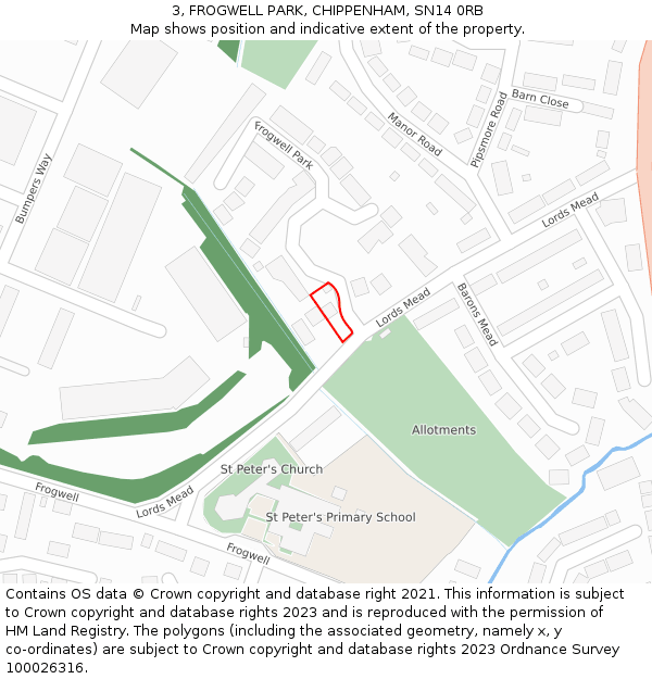 3, FROGWELL PARK, CHIPPENHAM, SN14 0RB: Location map and indicative extent of plot