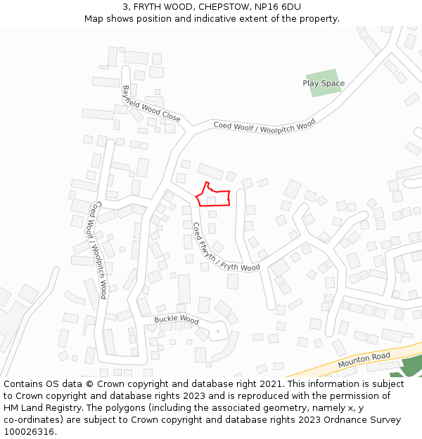 3, FRYTH WOOD, CHEPSTOW, NP16 6DU: Location map and indicative extent of plot