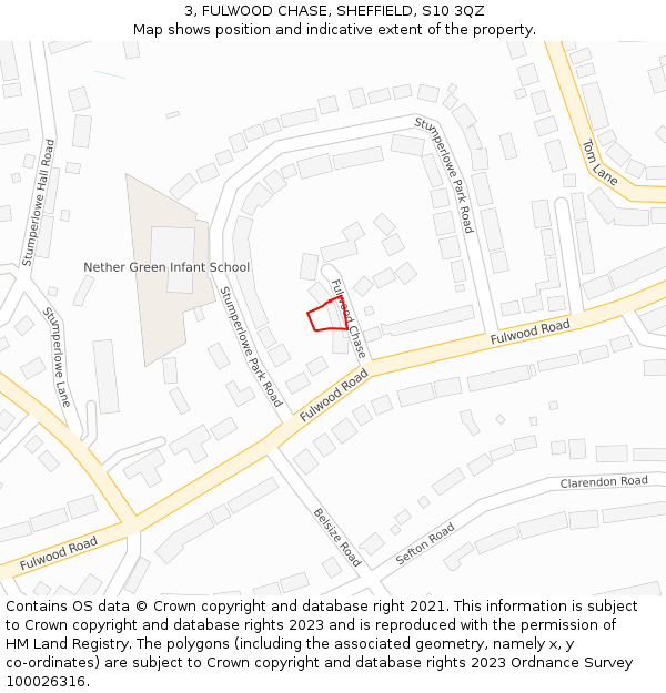 3, FULWOOD CHASE, SHEFFIELD, S10 3QZ: Location map and indicative extent of plot
