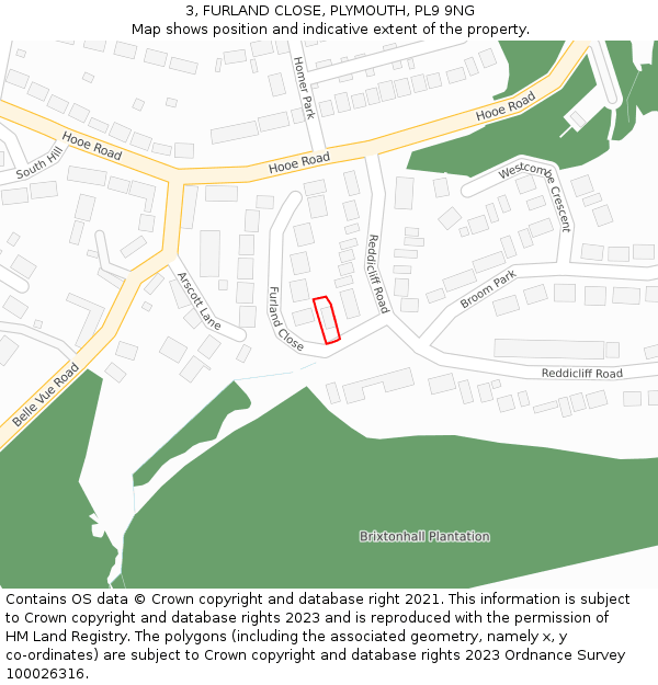 3, FURLAND CLOSE, PLYMOUTH, PL9 9NG: Location map and indicative extent of plot
