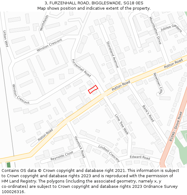 3, FURZENHALL ROAD, BIGGLESWADE, SG18 0ES: Location map and indicative extent of plot