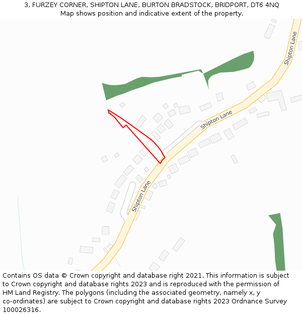 3, FURZEY CORNER, SHIPTON LANE, BURTON BRADSTOCK, BRIDPORT, DT6 4NQ: Location map and indicative extent of plot