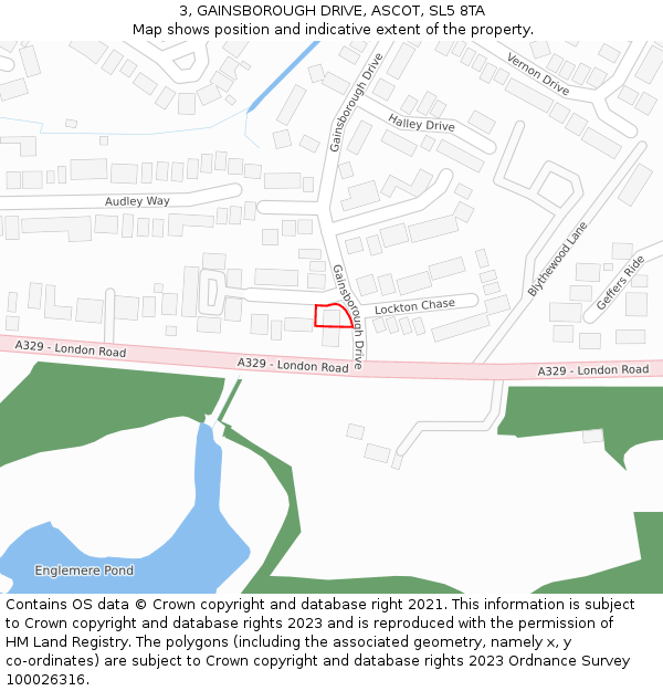 3, GAINSBOROUGH DRIVE, ASCOT, SL5 8TA: Location map and indicative extent of plot