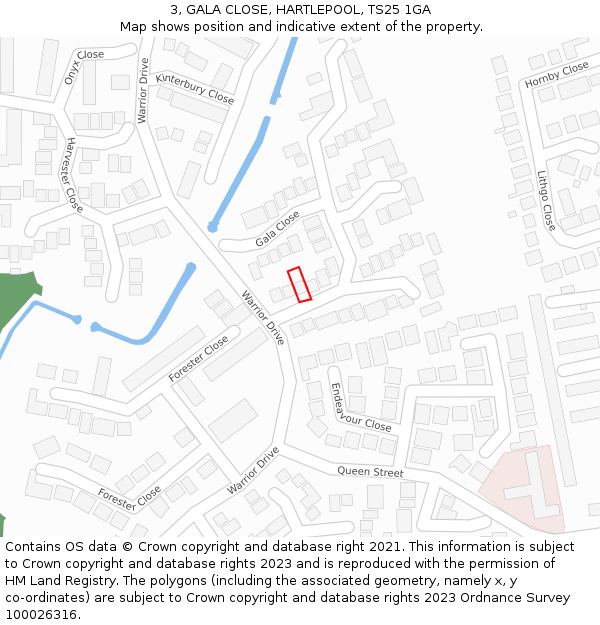 3, GALA CLOSE, HARTLEPOOL, TS25 1GA: Location map and indicative extent of plot