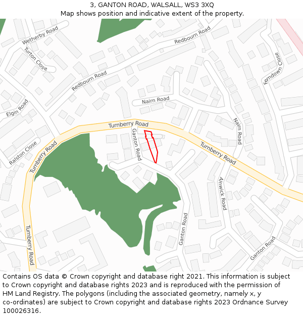 3, GANTON ROAD, WALSALL, WS3 3XQ: Location map and indicative extent of plot