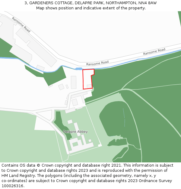 3, GARDENERS COTTAGE, DELAPRE PARK, NORTHAMPTON, NN4 8AW: Location map and indicative extent of plot