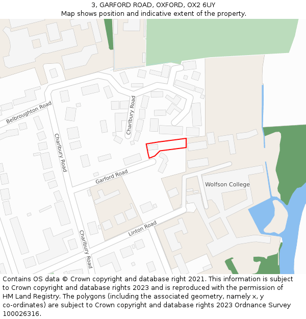 3, GARFORD ROAD, OXFORD, OX2 6UY: Location map and indicative extent of plot