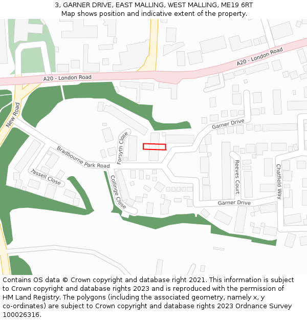 3, GARNER DRIVE, EAST MALLING, WEST MALLING, ME19 6RT: Location map and indicative extent of plot