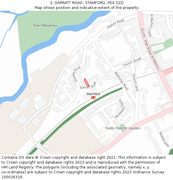 3, GARRATT ROAD, STAMFORD, PE9 2ZD: Location map and indicative extent of plot