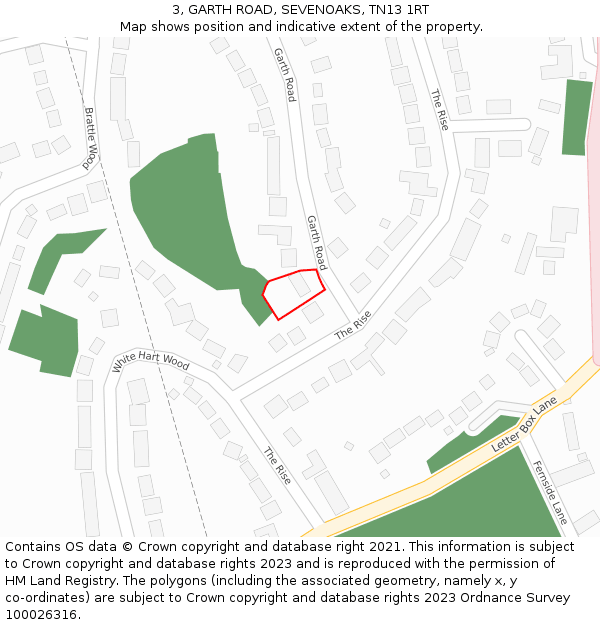 3, GARTH ROAD, SEVENOAKS, TN13 1RT: Location map and indicative extent of plot